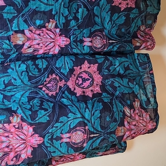 NWOT Anthropologie Peregrine Midi Dress Floral Teal and Pink Sz Meduim - Picture 4 of 16
